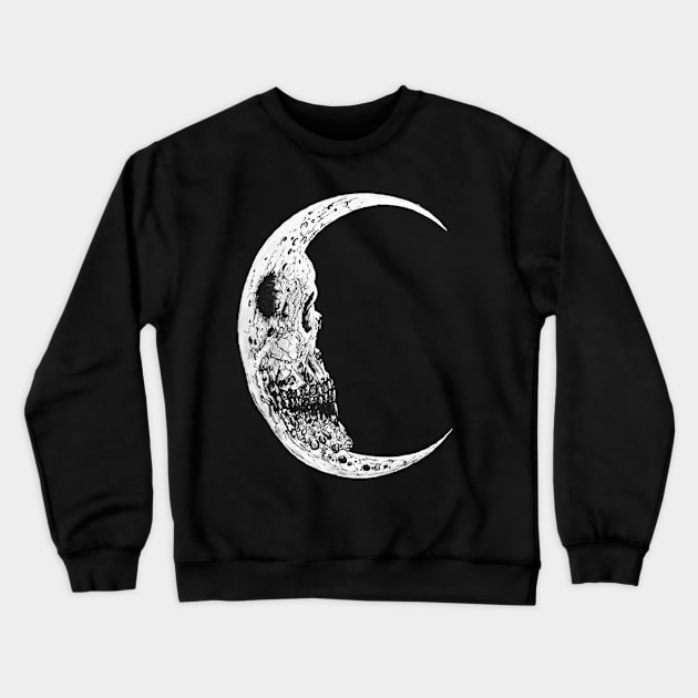 Skull Moon Night Crewneck Sweatshirt by fadetsunset